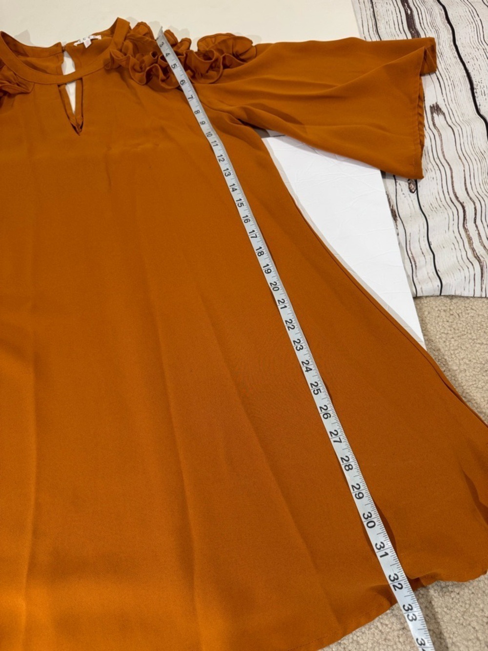 TCEC Ruffle Cold-Shoulder Dress in Burnt Orange Medium - Picture 4 of 9